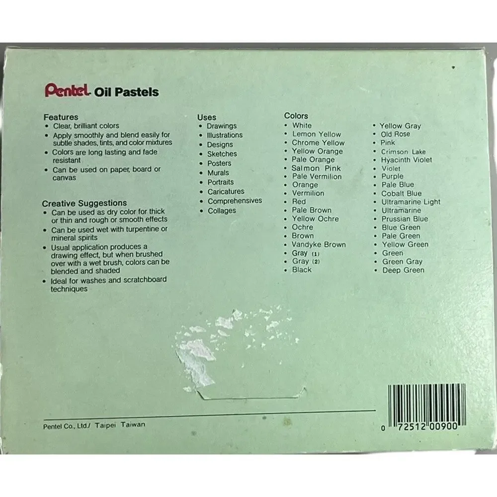 Vtg Pentel Oil Pastels 36 Colors Assorted Art Taiwan